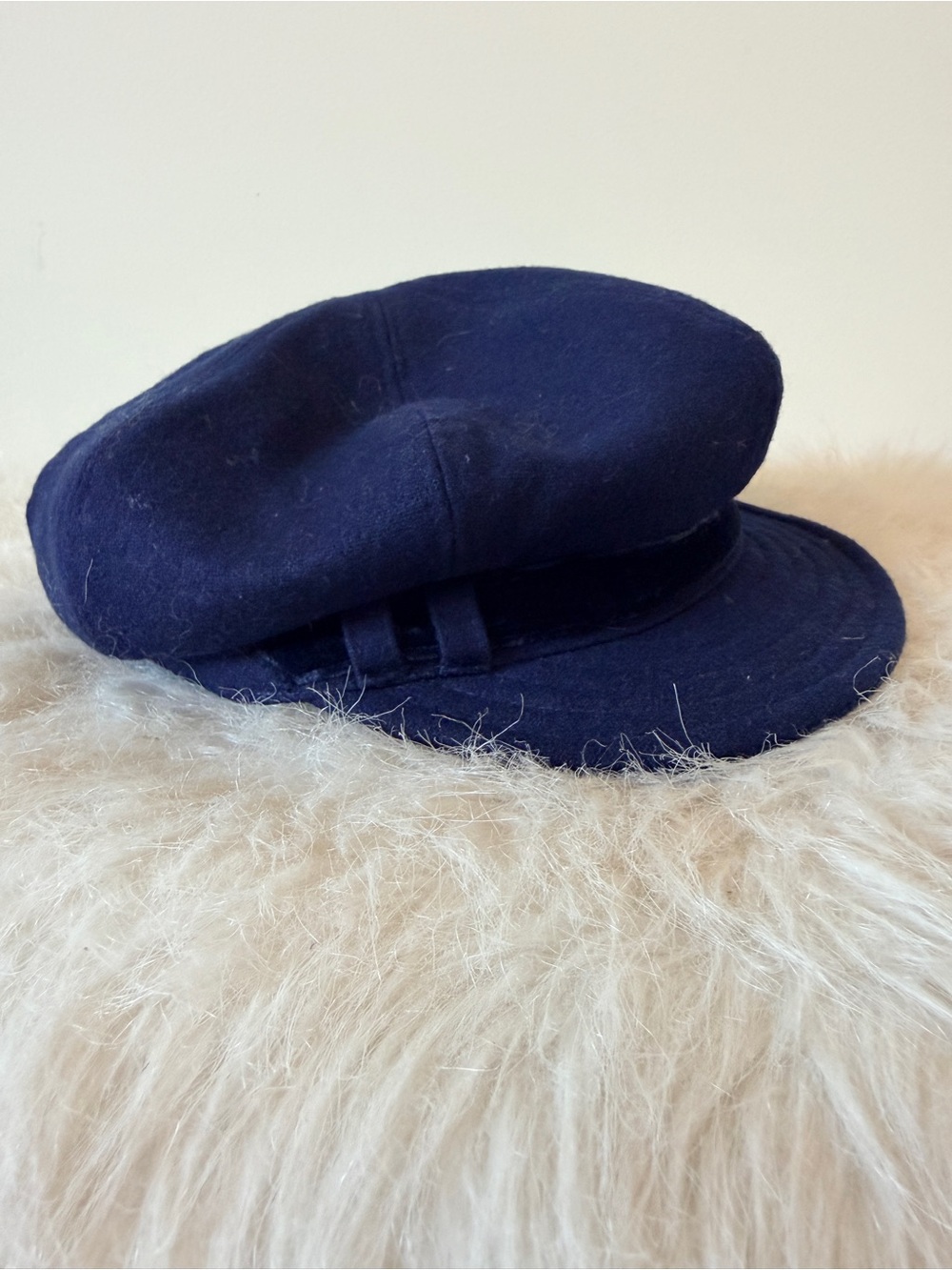 Vintage Liz Claiborne Wool Blend & Velvet Soft Baker Boy Hat - Navy - One Size - Picture 2 of 8